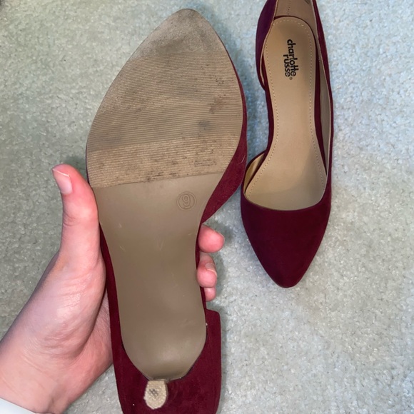 Charlotte Russe Maroon Suede Heels - 9 - Picture 4 of 4